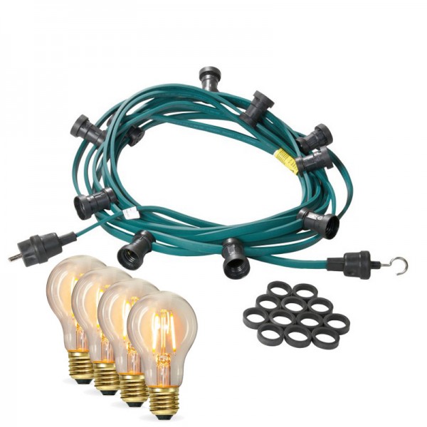 Illu-/Partylichterkette 30m | Außenlichterkette | Made in Germany | 50 x Edison LED Filamentlampen