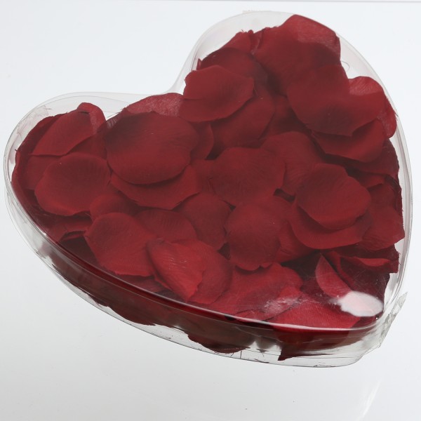 Rosenblätter - Geschenkbox in Herzform - Kunstblätter - schwimmend - 150 Stück - rot