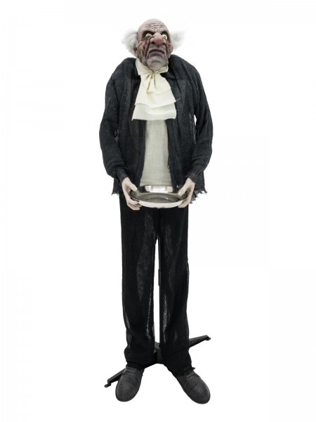 Zombie-Butler - bewegte Halloween Figur - mit Licht und Soundeffekten - 164cm - Geräuschsensor