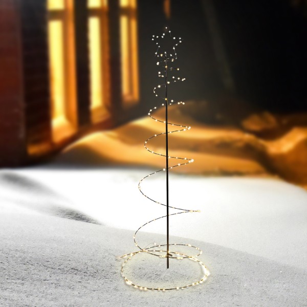 LED Lichterbaum mit Sternspitze - Spiral Weihnachtsbaum - 180 warmweiße LED - H: 1,3m - für Außen