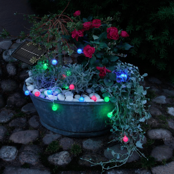 LED SoLED Solarlichterkette "Globini" - 20 blau/grün/pinke LED - L: 4,75m - Dämmerungssensor - outdoor