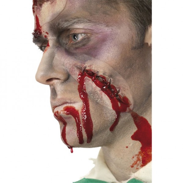 Halloween Maske - selbst genähte Wunde - Latex - Fleischwunde für Zombiekostüm - inkl. Kunstblut