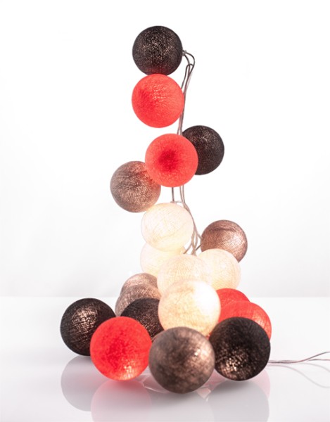 good moods* FARBTUPFER - Ball-Lichterkette mit 35 Stoffkugeln - 35 warmweiße LEDs - Geschenkkarton