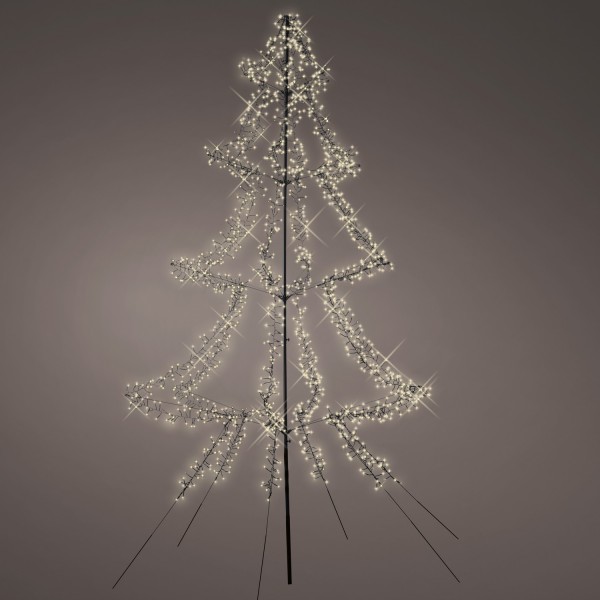 LED Outdoor Weihnachtsbaum - 1800 warmweiß funkelnde LED - H: 3m - Timer - aufklappbar - schwarz