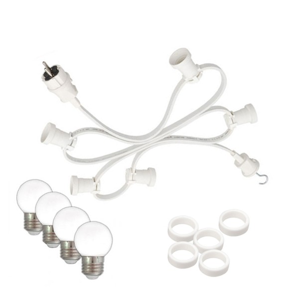 Illu-/Partylichterkette 30m - Außenlichterkette weiß -Made in Germany - 50 warmweiße LED Kugellampen