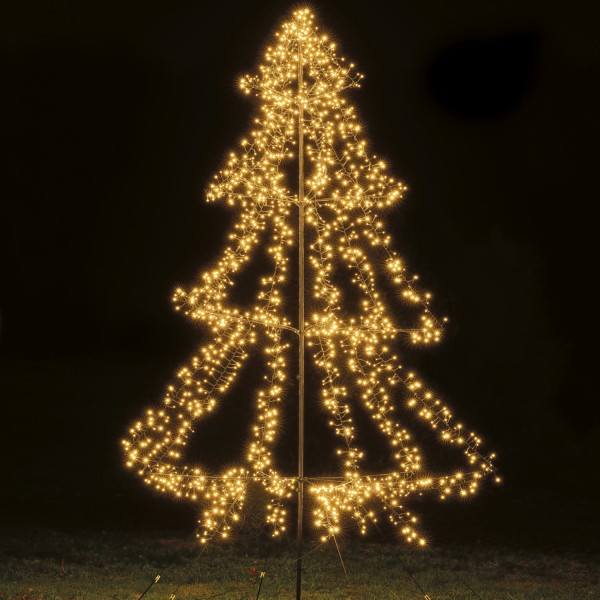 B-Ware LED Outdoor Weihnachtsbaum - 1800 warmweiße LED - H: 3m - Dimmer - Timer - aufklappbar - schw