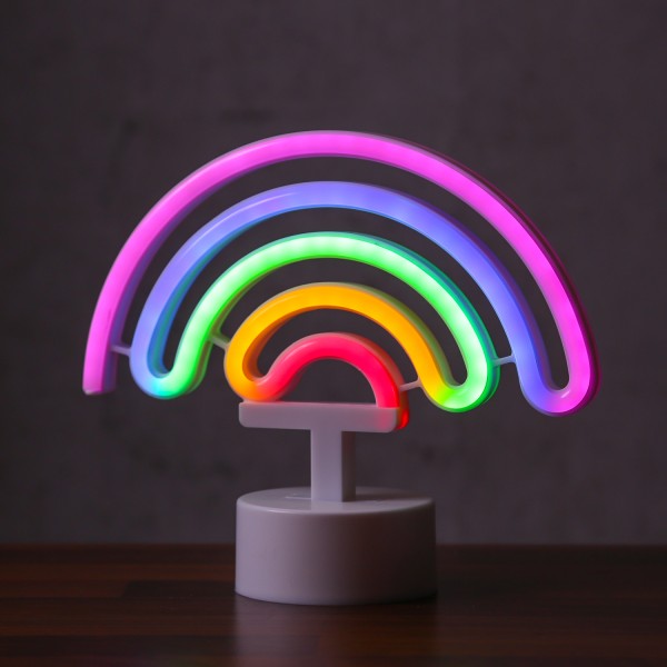 LED NEON Figur REGENBOGEN - Neonlicht - H: 19cm - Batterie oder USB Betrieb - stehend - bunt