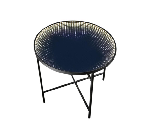 LED Tisch WARP - rund - Endlos Optik - Infinity Spiegeltisch mit LED - D: 49cm - Batterie - Timer