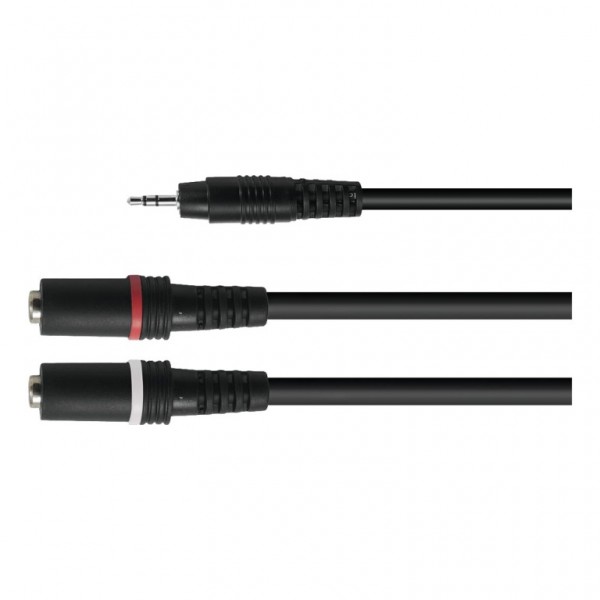 Audio-Kabel - 2x Klinke Female (3,5mm/Stereo) / 1x Klinke Male (3,5mm/Stereo) - 0,50m