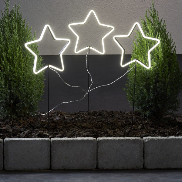 LED Lichtersterne Neonstar -3er Set - stehend - H: 60cm - 216 weiße LED - Outdoor - weiß
