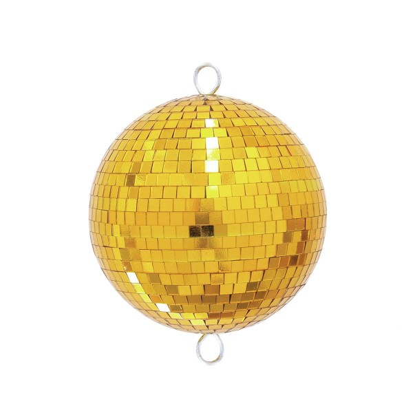 Spiegelkugel 30cm - gold - Diskokugel Echtglas - 10x10mm Spiegel - PROMO - Metallöse oben + unten