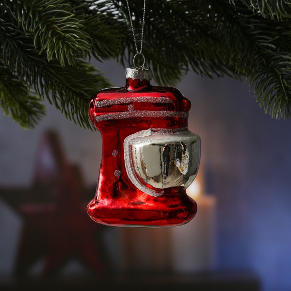 Weihnachtsbaumschmuck Küchenmaschine - Glas - Christbaumschmuck - H: 13cm - rot