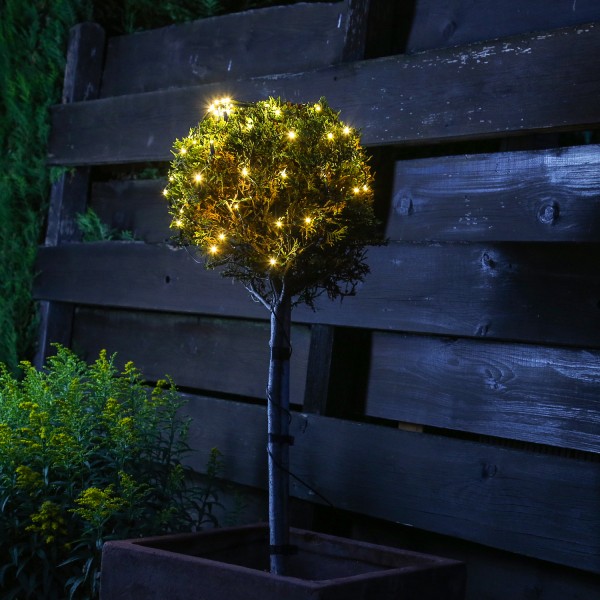 LED Lichternetz für Buchsbaum - Kugelnetz - 60 warmweiße LED - 24V Außentrafo - D: 35cm - grün