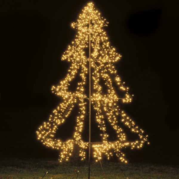 LED Outdoor Weihnachtsbaum - 1800 warmweiße LED - H: 3m - Dimmer - Timer - aufklappbar - schwarz