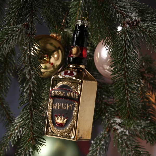 Weihnachtsbaumschmuck SINGLE MALT WHISKY Flasche - Glas - inkl. Aufhänger - H: 14,2cm