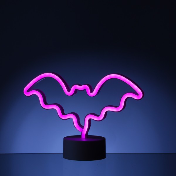 LED NEON Figur FLEDERMAUS - Neonlicht - H: 17cm - Batterie oder USB Betrieb - stehend - pink