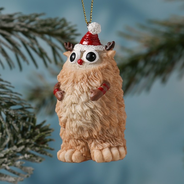Weihnachtsbaumschmuck Yeti TAPPY - Polyresin - inkl. Aufhänger - matt - H: 9cm - hellbraun