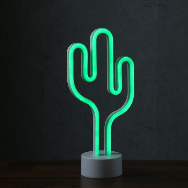 LED NEON Figur Kaktus - Dekoleuchte - H: 30cm - Batterie oder USB Betrieb - stehend - grün